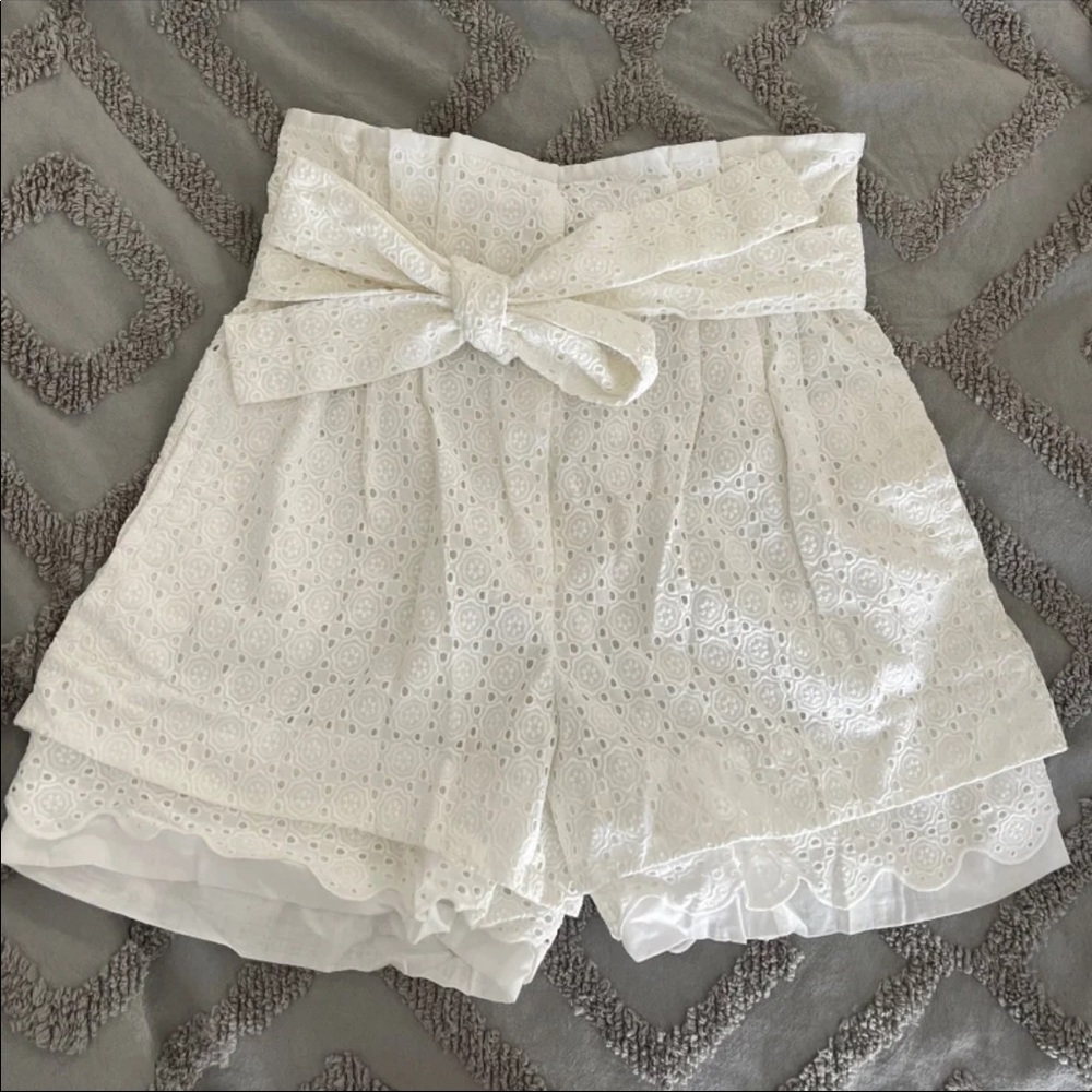 See by Chloe White Eyelet Paperbag Shorts
